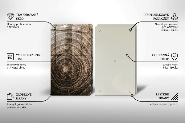 Üveg vágódeszka Fa gyűrűk