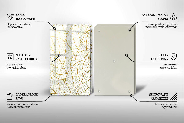 Üveg vágódeszka Line-art levelek minta