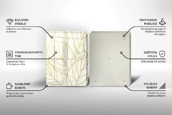 Üveg vágódeszka Line-art levelek minta