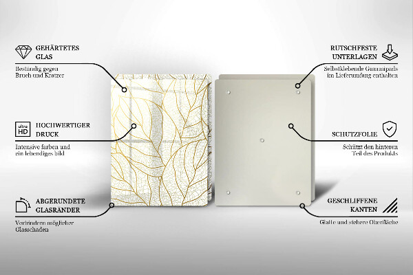 Üveg vágódeszka Line-art levelek minta