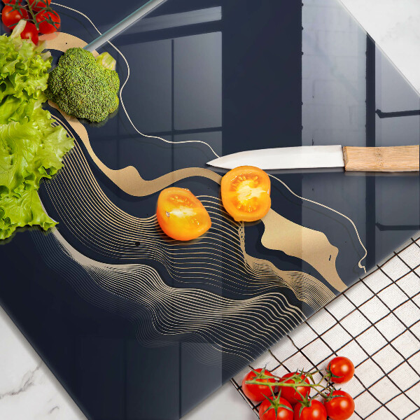 Üveg vágódeszka Absztrakt arany vonalak