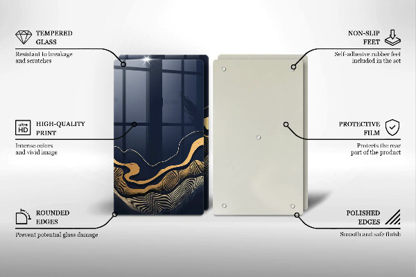 Üveg vágódeszka Absztrakt arany vonalak