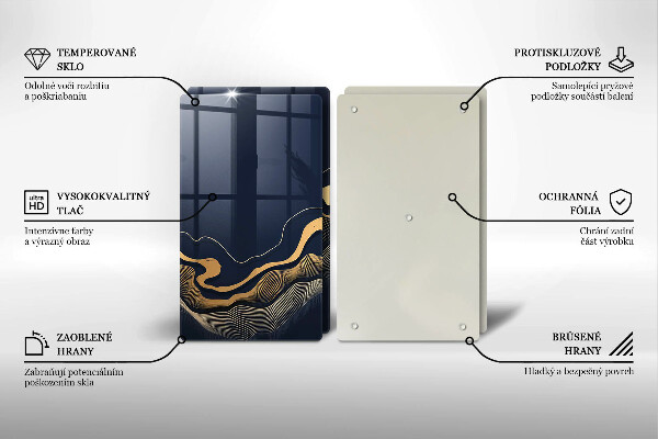 Üveg vágódeszka Absztrakt arany vonalak