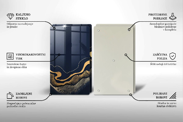 Üveg vágódeszka Absztrakt arany vonalak