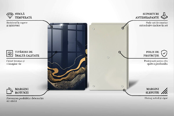 Üveg vágódeszka Absztrakt arany vonalak