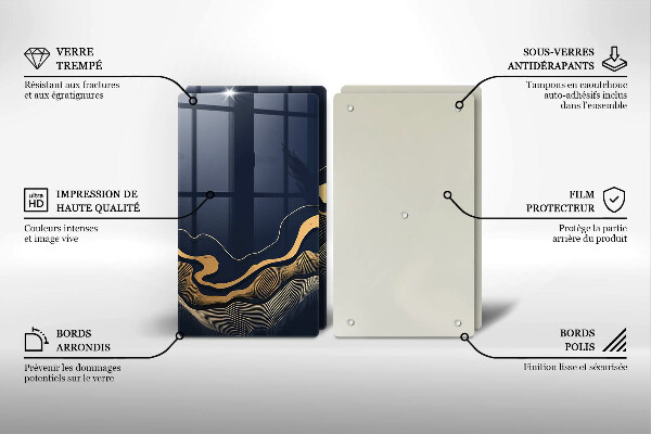 Üveg vágódeszka Absztrakt arany vonalak