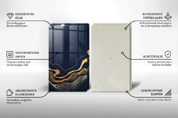 Üveg vágódeszka Absztrakt arany vonalak