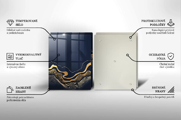 Üveg vágódeszka Absztrakt arany vonalak