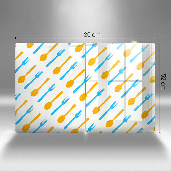 Üveg vágódeszka Villák és kanalak