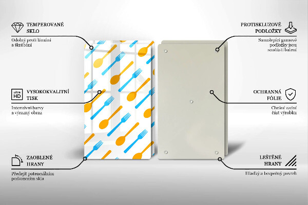 Üveg vágódeszka Villák és kanalak