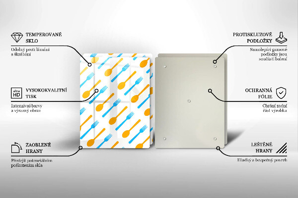 Üveg vágódeszka Villák és kanalak