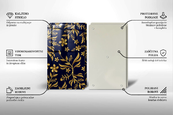 Üveg vágódeszka Arany virág motívum