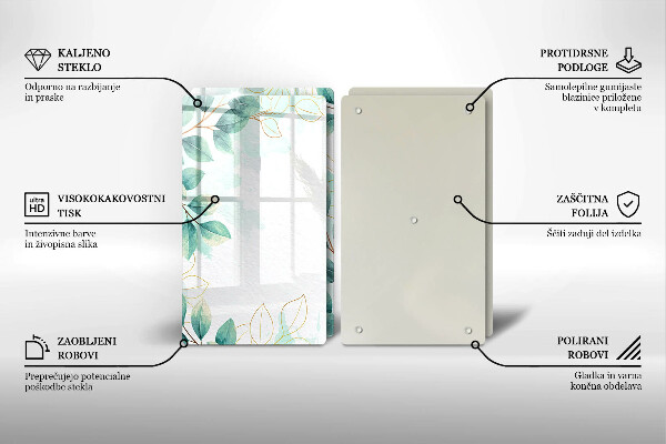 Üveg vágódeszka Festett levelek