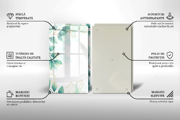 Üveg vágódeszka Festett levelek