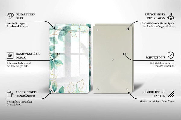 Üveg vágódeszka Festett levelek