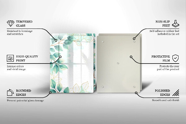 Üveg vágódeszka Festett levelek