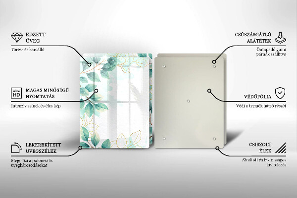 Üveg vágódeszka Festett levelek