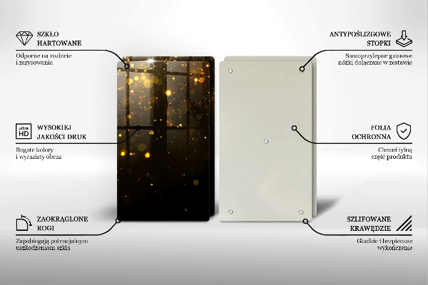 Üveg vágódeszka Arany csillogás