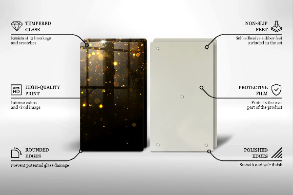 Üveg vágódeszka Arany csillogás