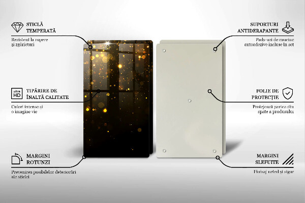 Üveg vágódeszka Arany csillogás