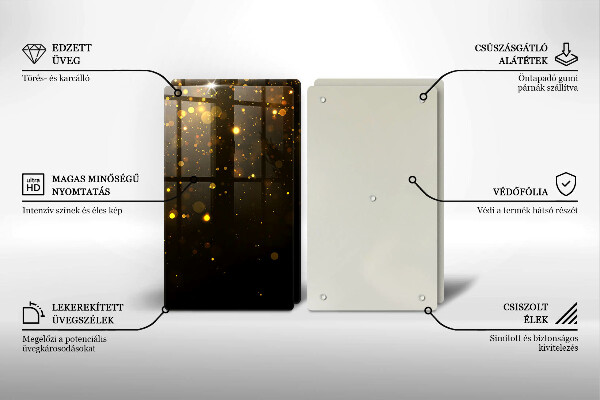 Üveg vágódeszka Arany csillogás