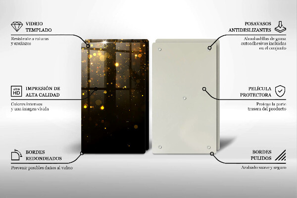 Üveg vágódeszka Arany csillogás