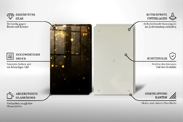 Üveg vágódeszka Arany csillogás