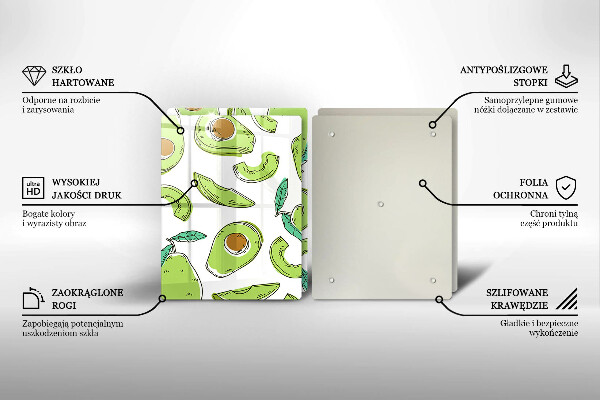 Üveg vágódeszka Avokádó és körte