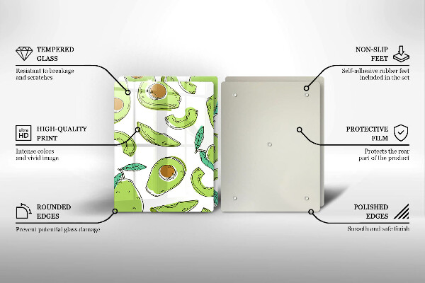 Üveg vágódeszka Avokádó és körte