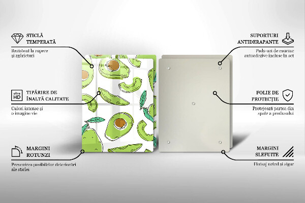 Üveg vágódeszka Avokádó és körte