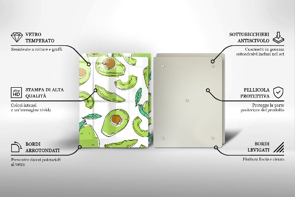 Üveg vágódeszka Avokádó és körte