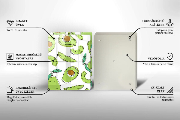 Üveg vágódeszka Avokádó és körte