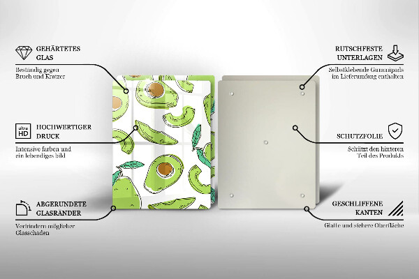 Üveg vágódeszka Avokádó és körte