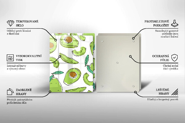 Üveg vágódeszka Avokádó és körte