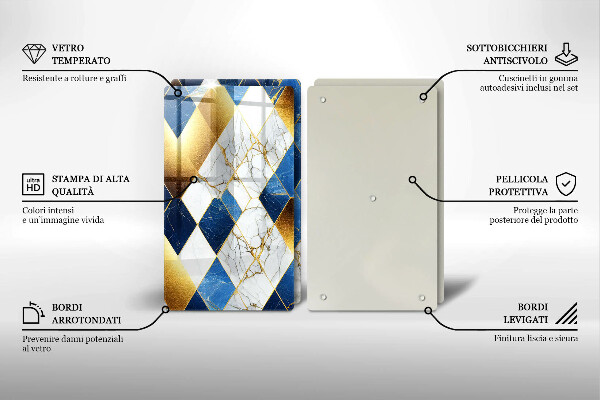 Üveg vágódeszka Arany márványrombuszok