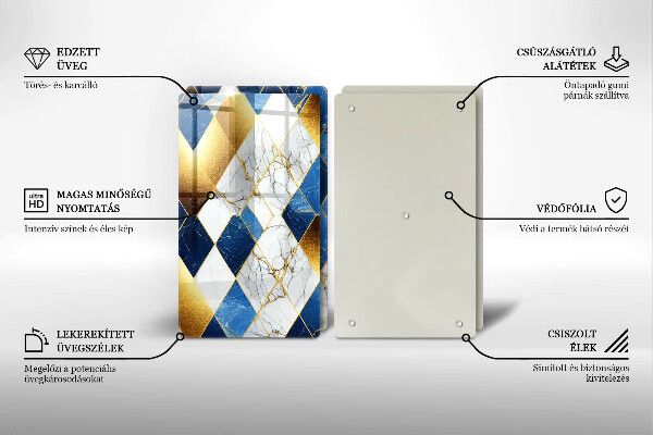 Üveg vágódeszka Arany márványrombuszok