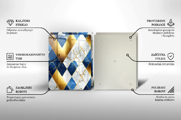 Üveg vágódeszka Arany márványrombuszok