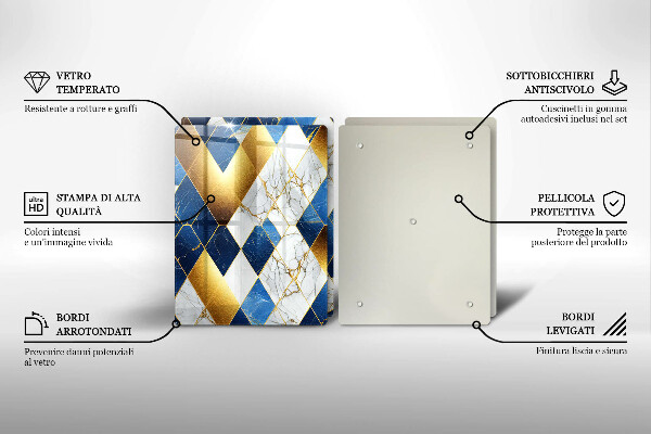 Üveg vágódeszka Arany márványrombuszok