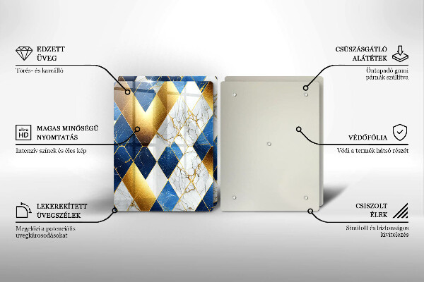 Üveg vágódeszka Arany márványrombuszok