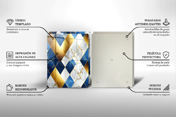 Üveg vágódeszka Arany márványrombuszok