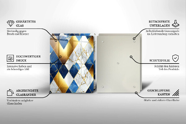 Üveg vágódeszka Arany márványrombuszok