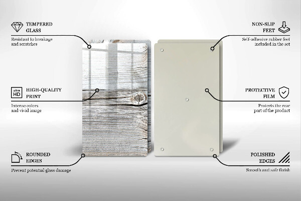 Üveg vágódeszka Világos fa szerkezet