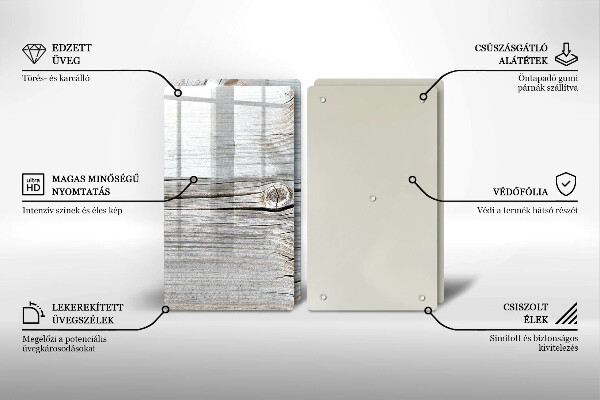 Üveg vágódeszka Világos fa szerkezet