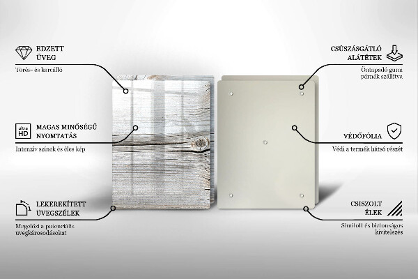 Üveg vágódeszka Világos fa szerkezet