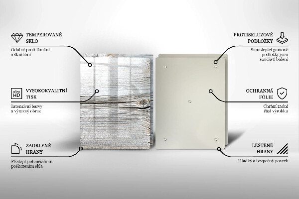 Üveg vágódeszka Világos fa szerkezet