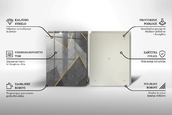 Üveg vágódeszka Éles formák