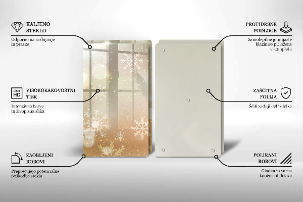 Üveg vágódeszka Hópelyhek