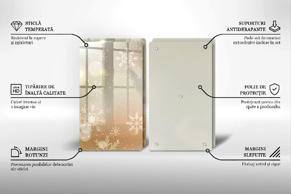 Üveg vágódeszka Hópelyhek