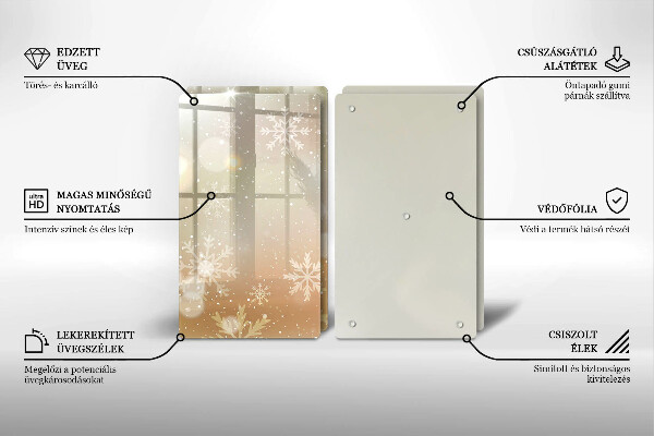 Üveg vágódeszka Hópelyhek