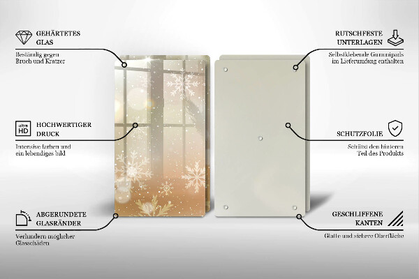 Üveg vágódeszka Hópelyhek